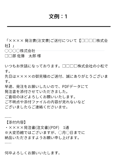 注文書送付状の文例1